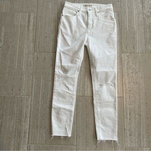 Madewell White Distressed 9” High Rise Skinny Crop Jeans